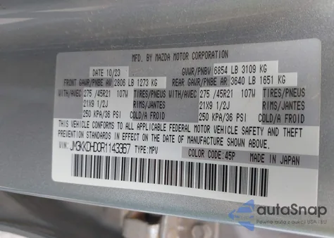 2024 Mazda Cx-90 3.3 Turbo Premium z USA, uszkodzony, nr VIN JM3KKDHD0R1143367